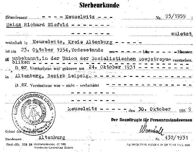 Eisfeld: Gefälschte Todesurkunde